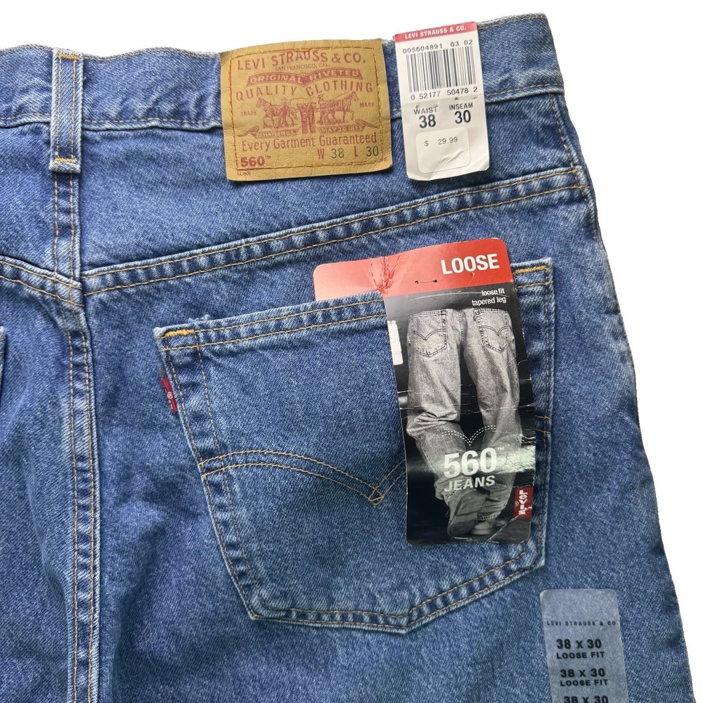 Levi's Jeans Mens 38x30 Blue 560 Loose Fit Tapered Leg Made in USA NWT Deadstock